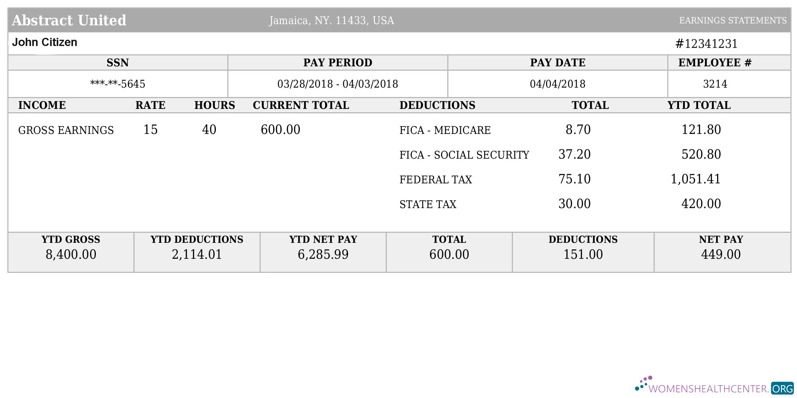 Download USA ABSTRACT united payslip Word and PDF formats Photoshop template